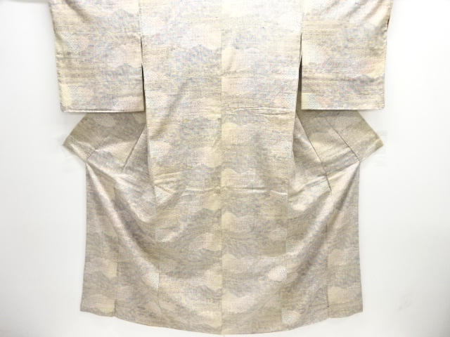 雲模様織り出し手織り真綿小千谷紬着物